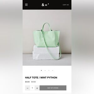 AMPERSAND AS APOSTROPHE Half Tote in Mint Python NWT